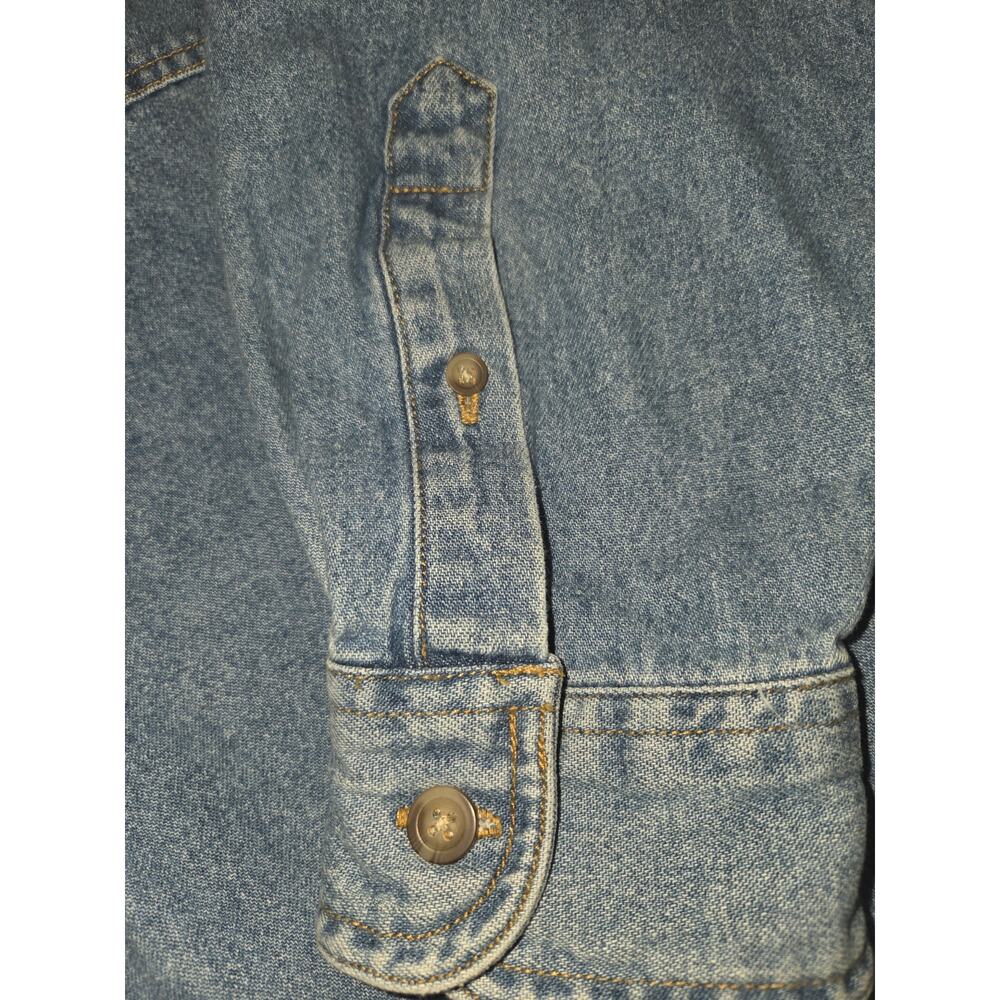 Womans Ruff Hewn Denim Shirt with Patchwork Bear Design size L - Picture 2 of 6